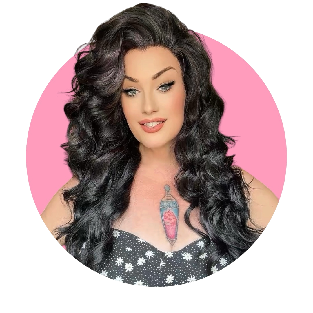 Black and Purple tinted Kylie drag queen wig high density beachy wave