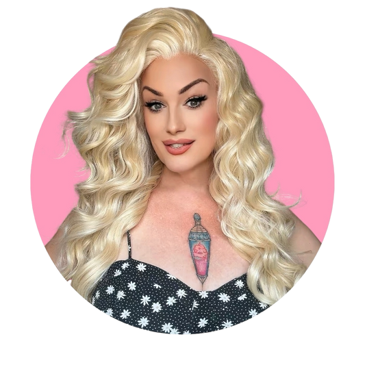 Blonde Kylie drag queen wig high density beachy wave